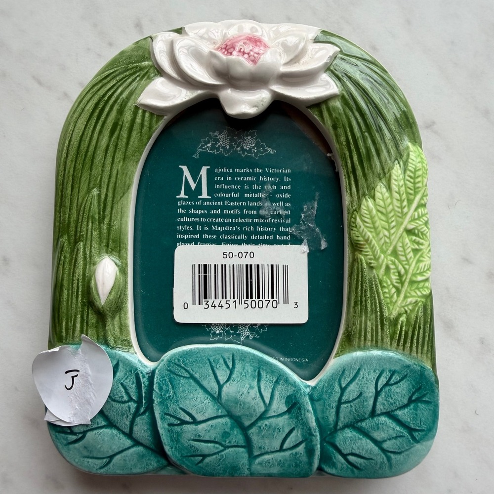 VTG Terragrafics Majolica Lotus Floral Picture Frame 2.5"x2 Picture‎ NEW!